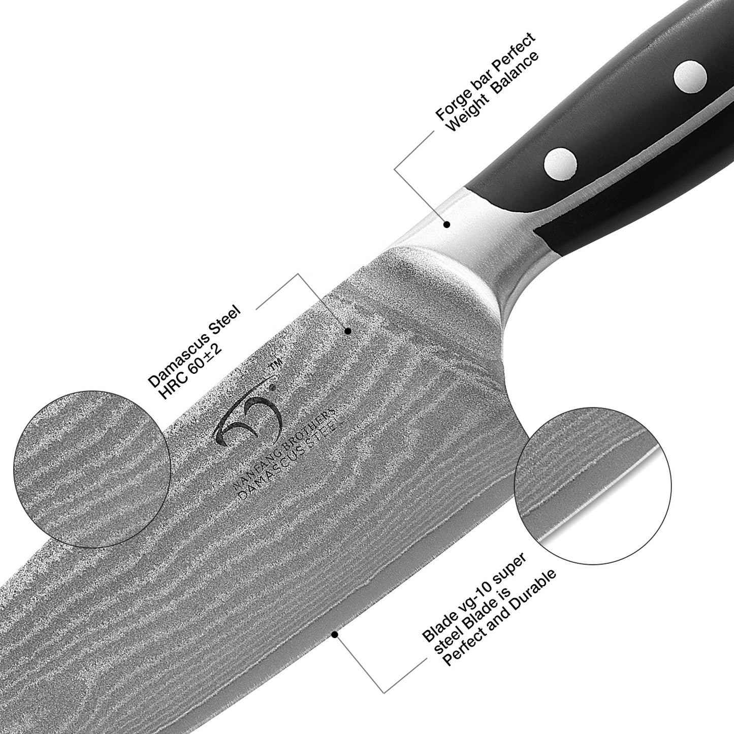 Damascus VG10 Steel Gyuto Chef Knife with ABS Handle