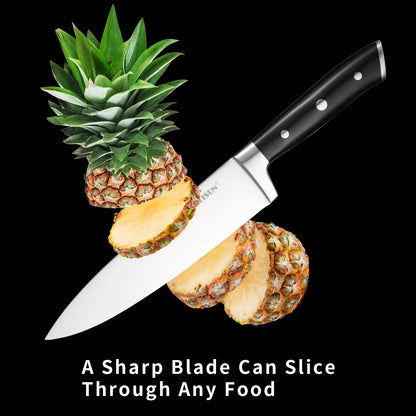 15-Piece Carbon Steel Kitchen Knife Set with Wooden Stand