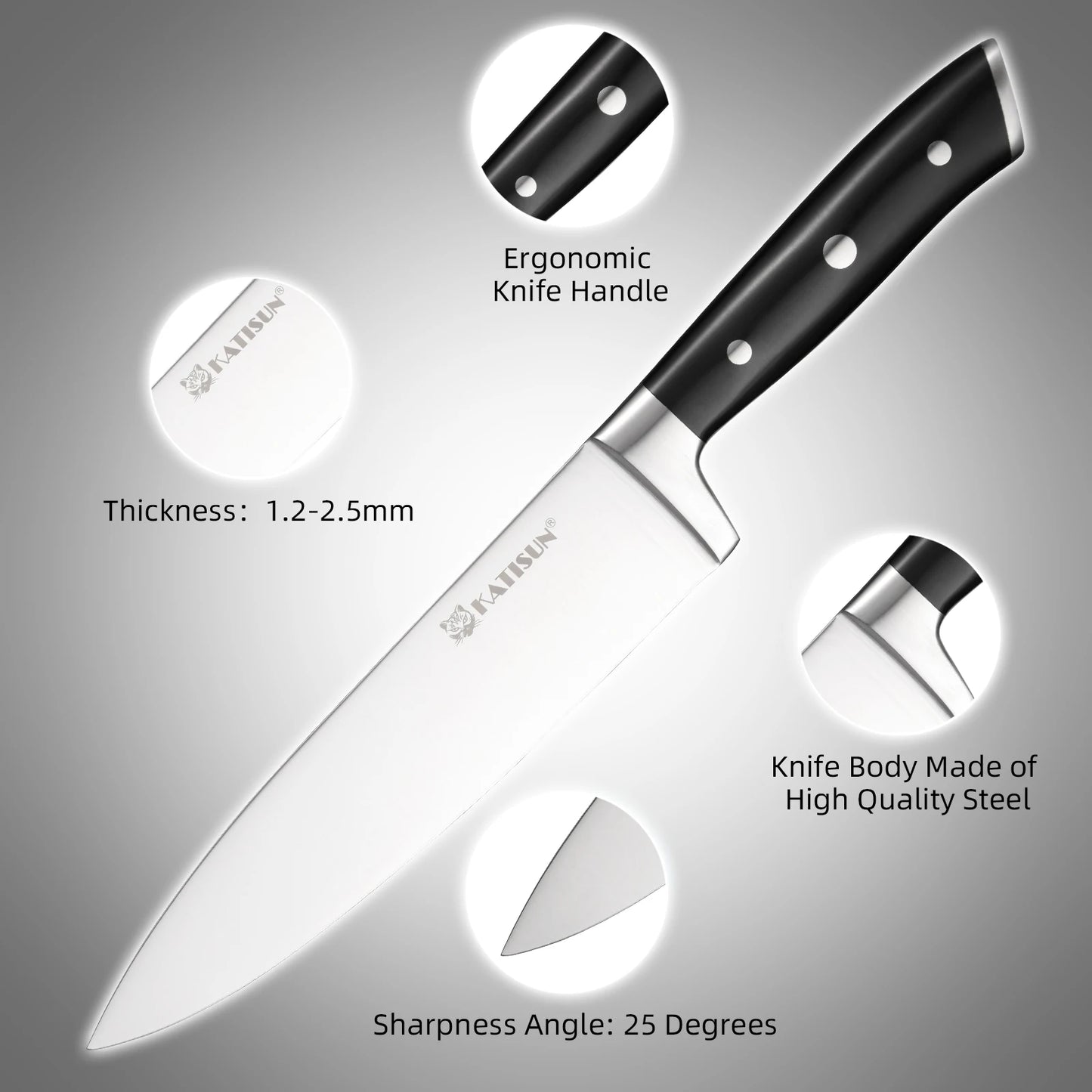 15-Piece Carbon Steel Kitchen Knife Set with Wooden Stand