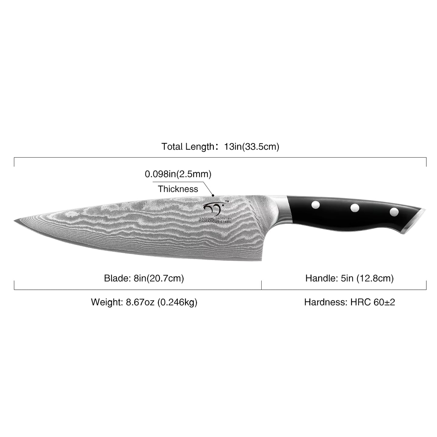 VG10 Damascus Gyuto Chef Knife 8"