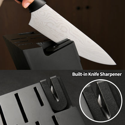 15-Piece High Carbon Knife Set with Sharpener