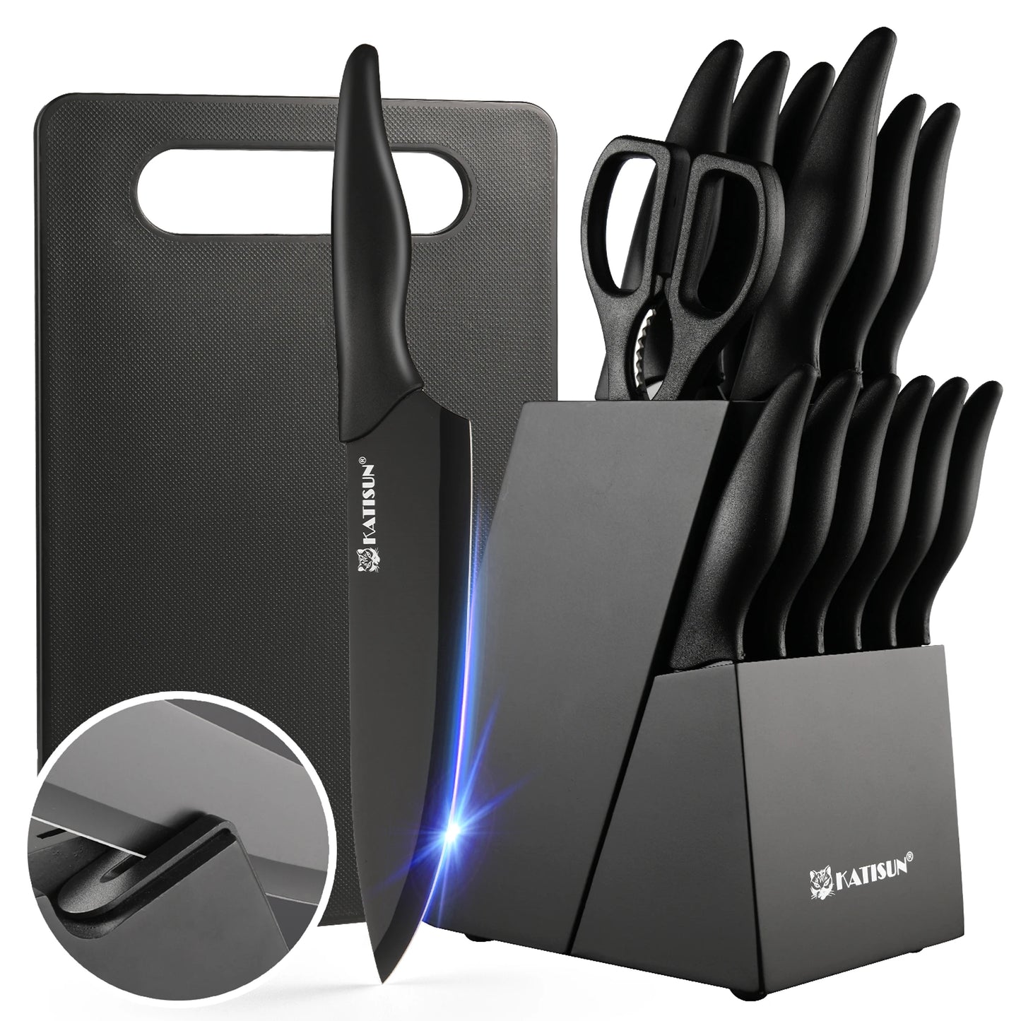 16-Piece Carbon & Stainless Knife Set with Board
