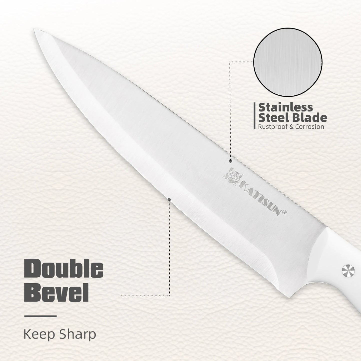 15-Piece White Carbon Steel Knife Set with Stand & Sharpener