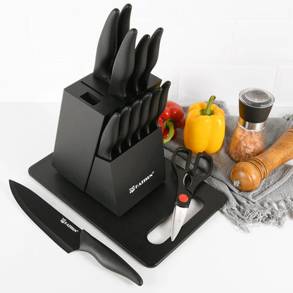 16-Piece Carbon & Stainless Knife Set with Board