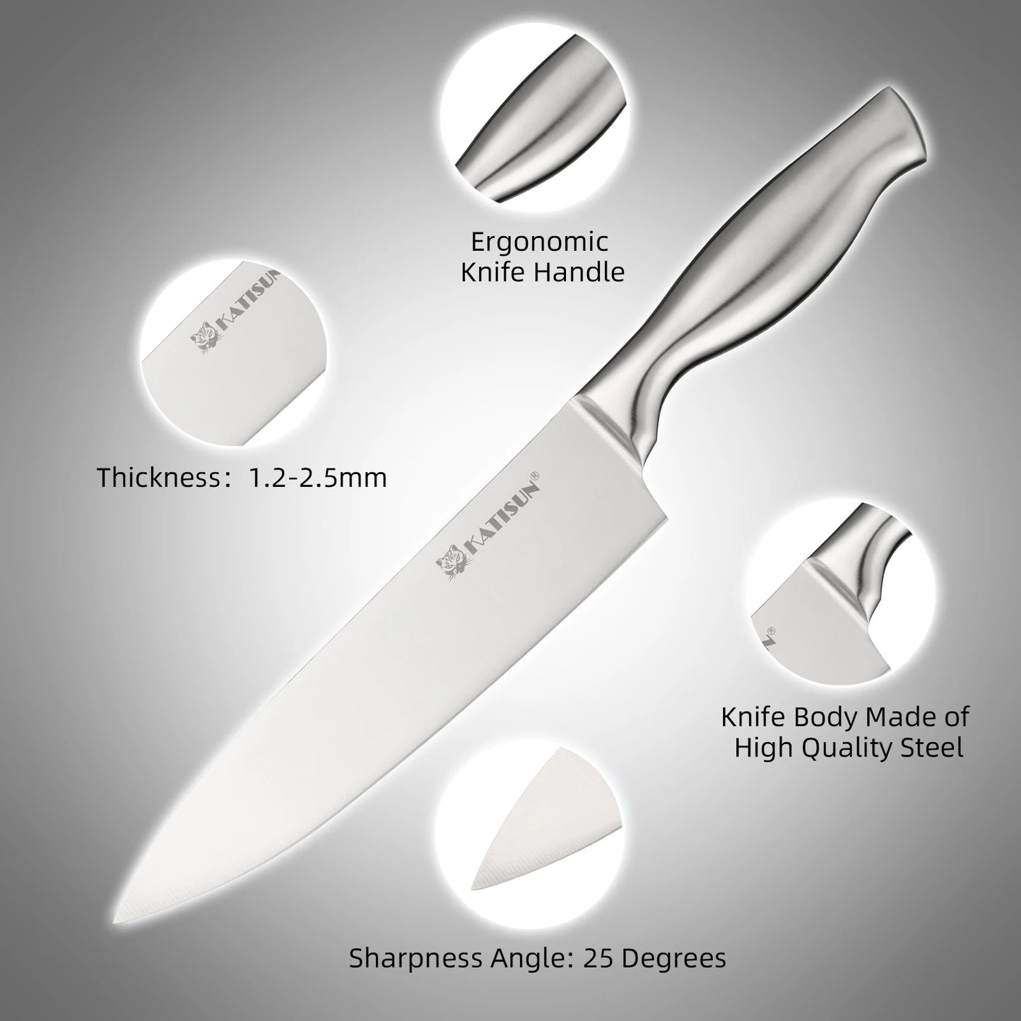 15-Piece Stainless Steel Kitchen Knife Set with Wooden Block