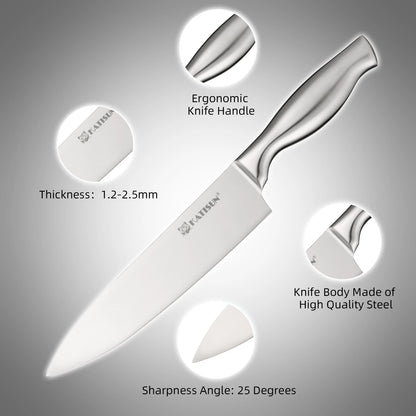 15-Piece Stainless Steel Kitchen Knife Set with Wooden Block